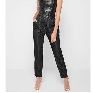 NEW Maniere De Voir Black High Shine Stitch Trousers